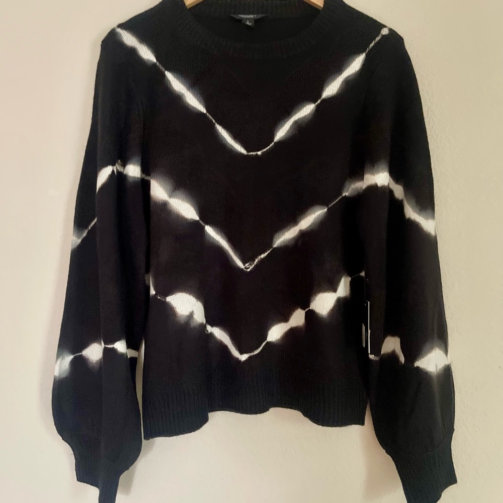 Vera Wang Black and White Tie-Dye Sweater